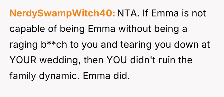 NerdySwampWitch40 NTA. If Emma is not capable of being Emma...