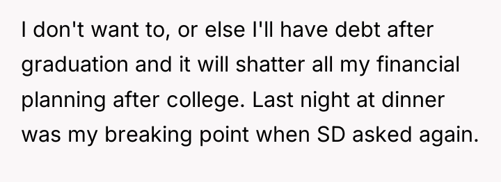 I don't want to, or else I'll have debt after...