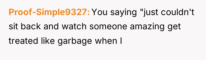 Proof-Simple9327 You saying "just couldn't sit back and watch someone...