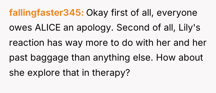 fallingfaster345 Okay first of all, everyone owes ALICE an apology....