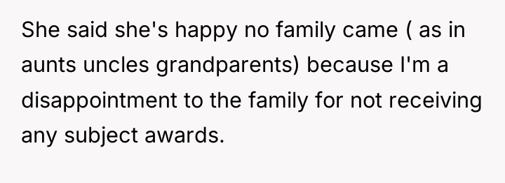 She said she's happy no family came ( as in...