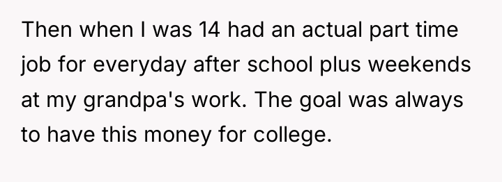 Then when I was 14 had an actual part time...