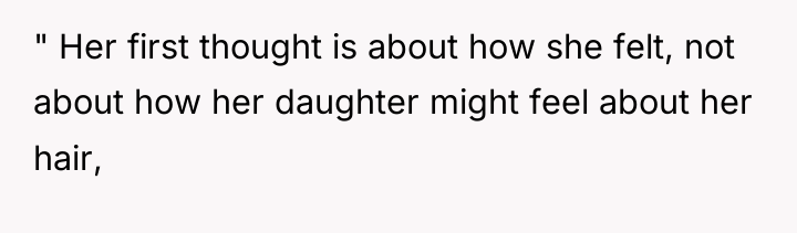 " Her first thought is about how she felt, not...
