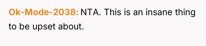 Ok-Mode-2038 NTA. This is an insane thing to be upset...