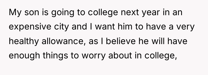My son is going to college next year in an...
