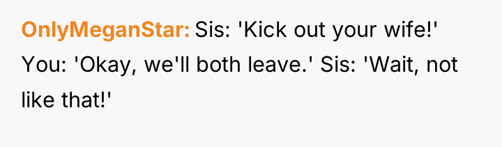 OnlyMeganStar Sis: 'Kick out your wife!' You: 'Okay, we'll both...