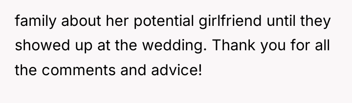 family about her potential girlfriend until they showed up at...