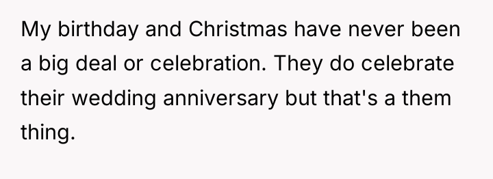 My birthday and Christmas have never been a big deal...