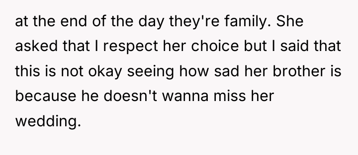 at the end of the day they're family. She asked...