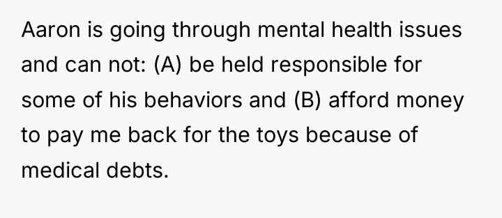 Aaron is going through mental health issues and can not:...