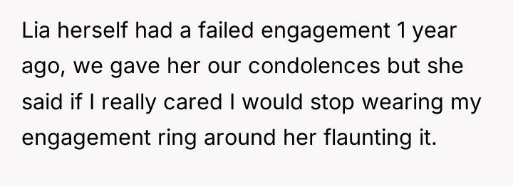 Lia herself had a failed engagement 1 year ago, we...