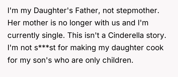 I'm my Daughter's Father, not stepmother. Her mother is no...