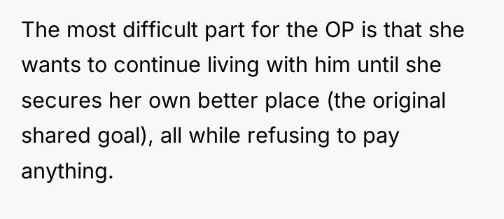The most difficult part for the OP is that she...