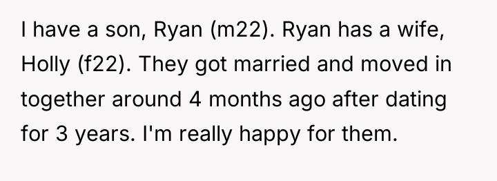 I have a son, Ryan (m22). Ryan has a wife,...