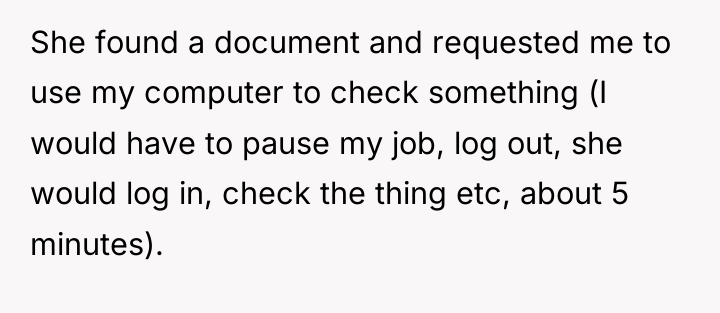 She found a document and requested me to use my...