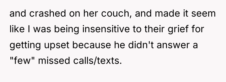 and crashed on her couch, and made it seem like...