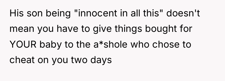 His son being "innocent in all this" doesn't mean you...