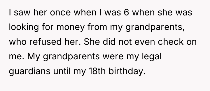 I saw her once when I was 6 when she...