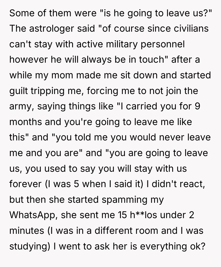 Some of them were "is he going to leave us?"...