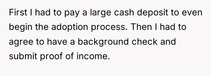 First I had to pay a large cash deposit to...