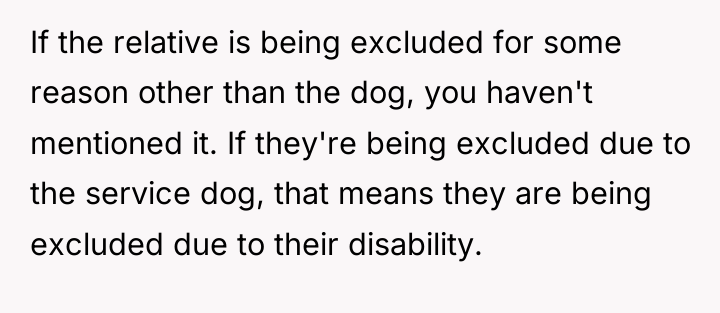 If the relative is being excluded for some reason other...