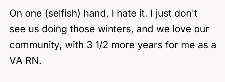 On one (selfish) hand, I hate it. I just don't...