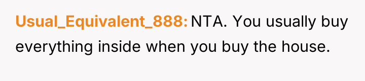 Usual_Equivalent_888 NTA. You usually buy everything inside when you buy...