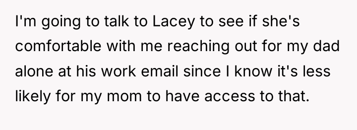 I'm going to talk to Lacey to see if she's...