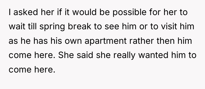 I asked her if it would be possible for her...