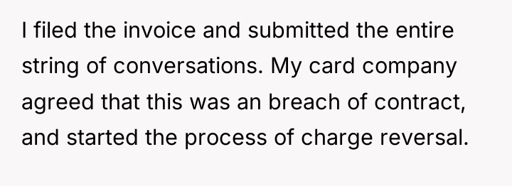 I filed the invoice and submitted the entire string of...