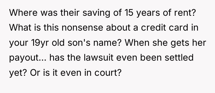 Where was their saving of 15 years of rent? What...