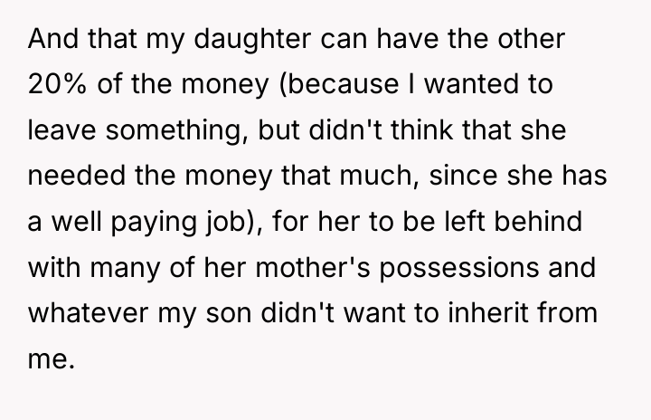 And that my daughter can have the other 20% of...
