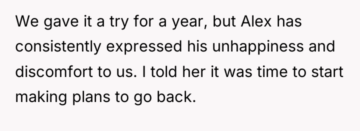 We gave it a try for a year, but Alex...