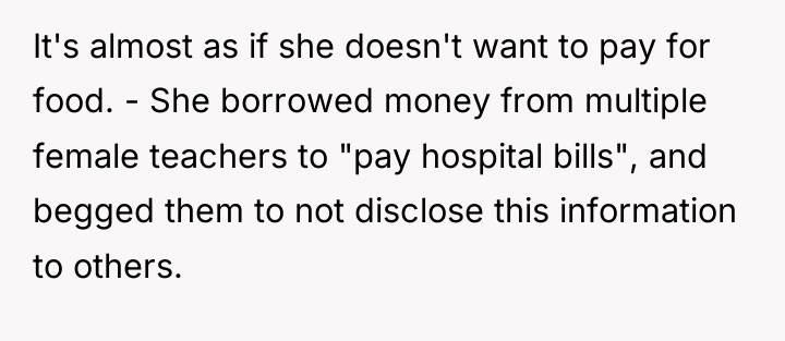 It's almost as if she doesn't want to pay for...