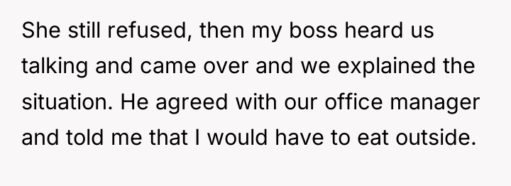 She still refused, then my boss heard us talking and...