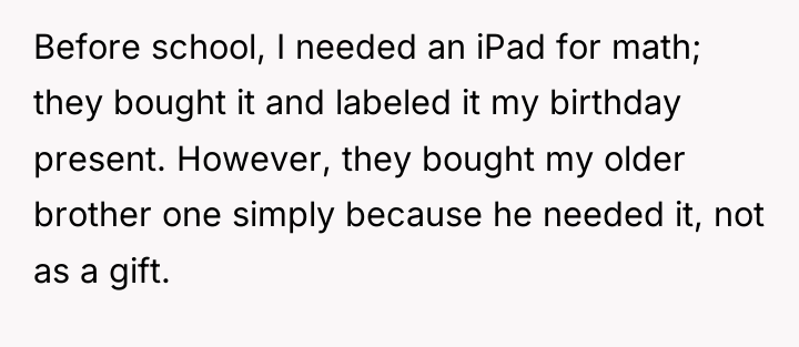 Before school, I needed an iPad for math; they bought...