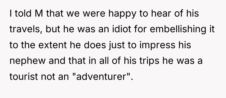 I told M that we were happy to hear of...