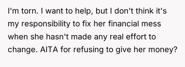 I'm torn. I want to help, but I don't think...