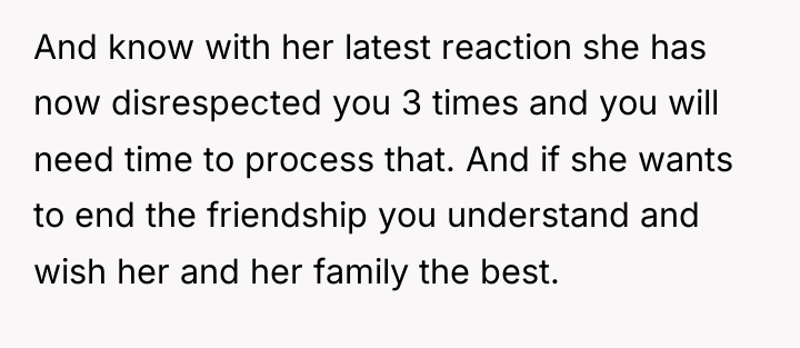 And know with her latest reaction she has now disrespected...