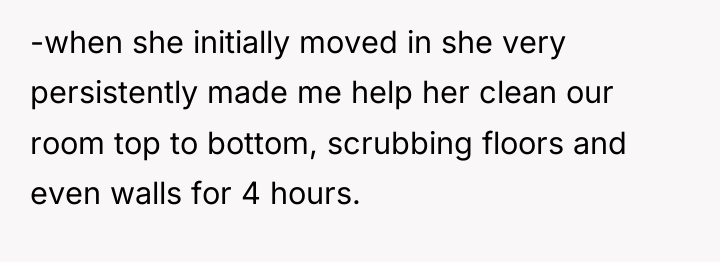 -when she initially moved in she very persistently made me...
