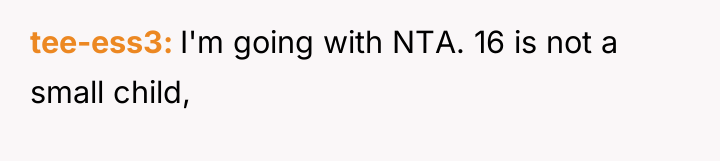 tee-ess3 I'm going with NTA. 16 is not a small...