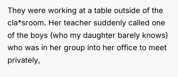 They were working at a table outside of the cla*sroom....