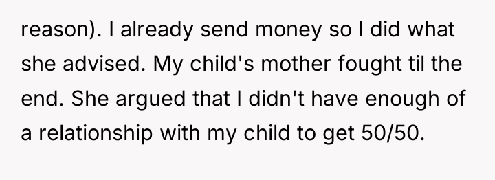 reason). I already send money so I did what she...