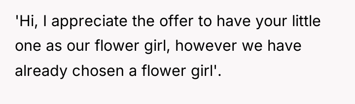 'Hi, I appreciate the offer to have your little one...