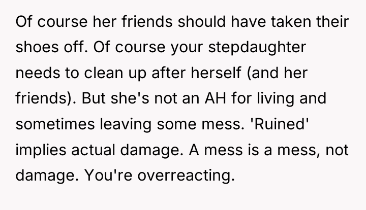 Of course her friends should have taken their shoes off....
