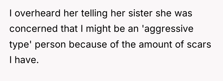 I overheard her telling her sister she was concerned that...