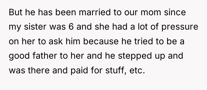 But he has been married to our mom since my...