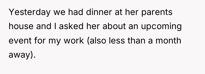 Yesterday we had dinner at her parents house and I...