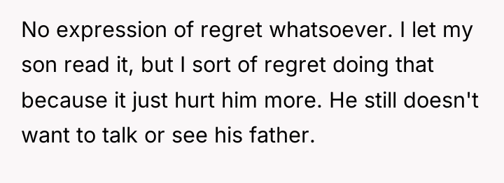 No expression of regret whatsoever. I let my son read...