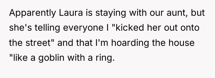 Apparently Laura is staying with our aunt, but she's telling...